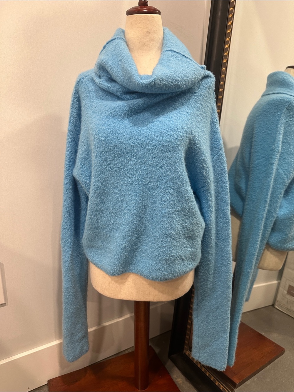Cozy Sky Blue Cowl Neck Women's Sweater